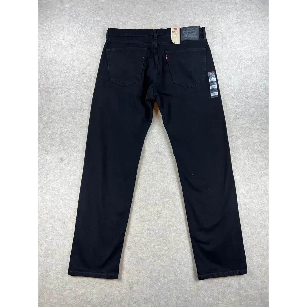 Levi's Men's 505 Regular Stretch Straight Leg Black Jeans Size 36x32 NEW